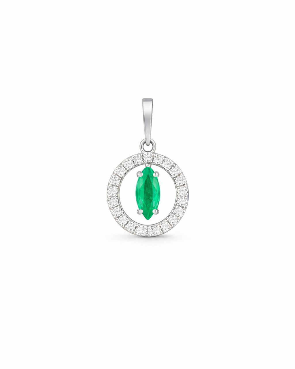 PINGENTE ORBIS  COM ESMERALDA E DIAMANTES